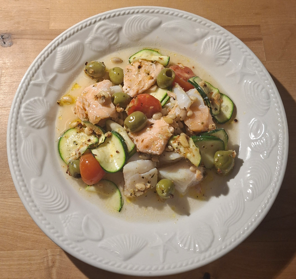 Zitronige Fischfilets aglio e olio