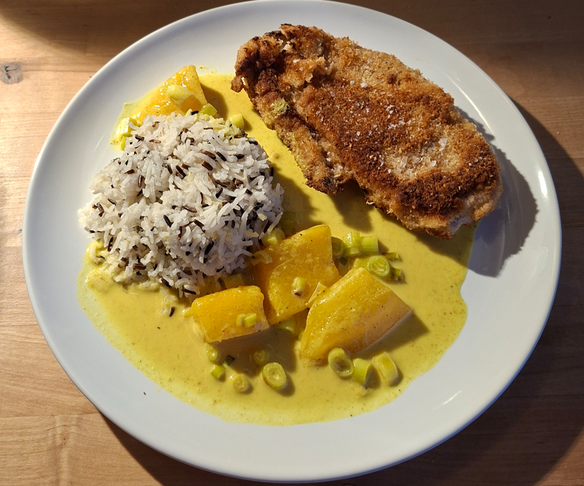 Kokosschnitzel mit Zitronenreis